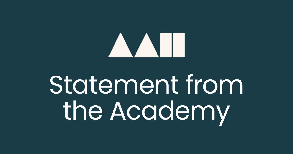 Statement from the Academy banner dark green
