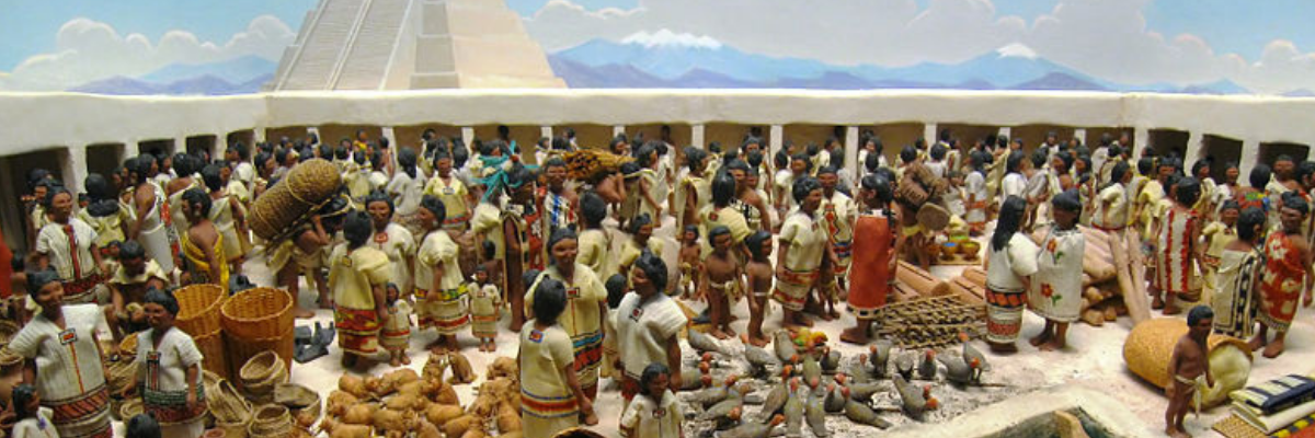 Dioroma of ancient Aztec market 