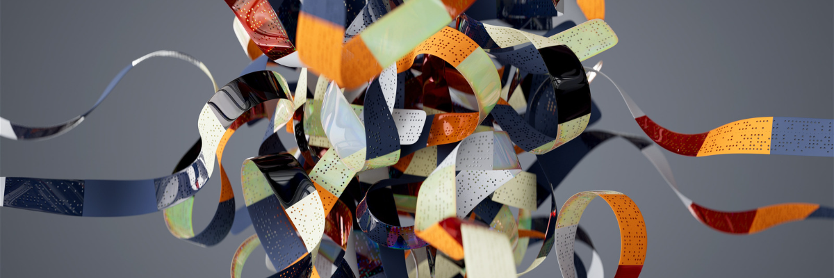 3D rendered artwork of ribbon like shapes