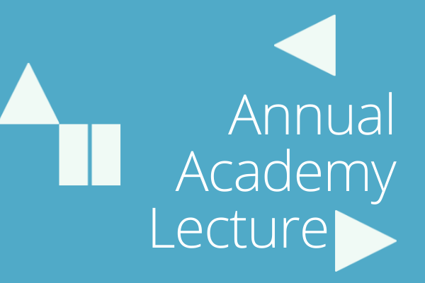 Blue box with title Annual Academy Lecture